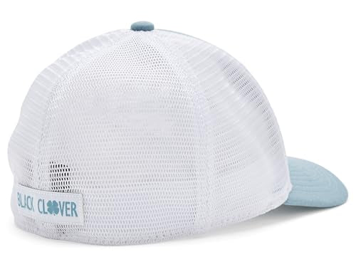Black Clover Perfect Luck 22 Hat - Large Heather Peri Blue Mesh Cap with 3D Clover Embroidery