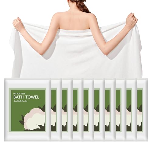 Disposable Bath Towels, 10 Pack 55" x 27.5" Ultra Soft, Quick Dry Disposable Body Towel, Portable Travel Towel for Hotel Camping Beach Swimming Gym Sauna Spa, Personal Care Pet Towels