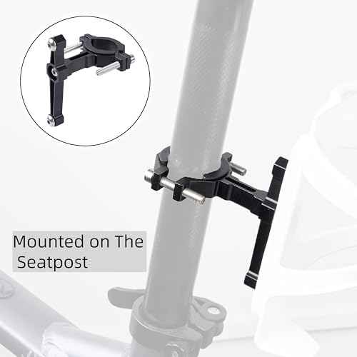 Adjustable Bike Water Bottle Cage Adapter,Anodized Aluminum Alloy Mount for Handlebars Seatposts,Universal Adapter for MTB/Road/E-Bike/Kids Bike, Includes Hex Wrench Anti-Slip Spacers (1, Black)