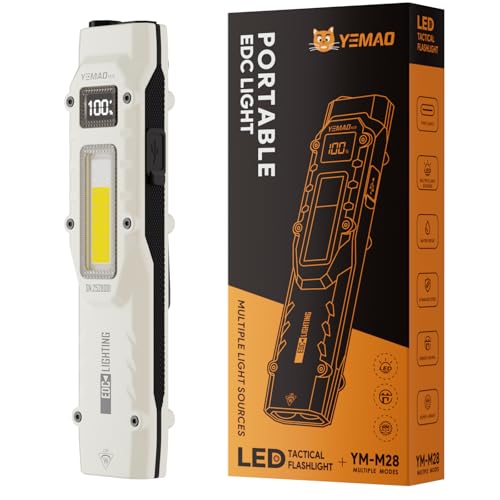 Flat Flashlights Rechargeable Small Tactical Flashlight with Clip,Stainless Steel EDC Led Light with Digital Display,880 Lumen Pocket Flashlight Dual-Switches13 Modes for Home Use,Outdoor and Work