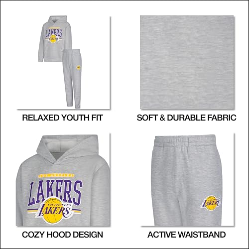 NBA Youth Hoodie Sweatshirt and Joggers Set - Golden State Warriors, Heather Gray, Size 10-12