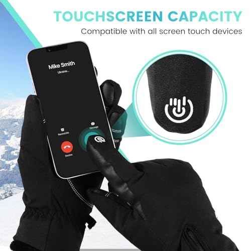 Trifabricy Winter Ski Gloves, Windproof Glove for Men & Women, Touchscreen Snow Gloves for Cold Weather, Thermal Warm Glove