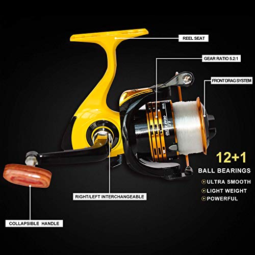 Y6.9ft Telescopic Fishing Rod and Reel Combo - Medium Heavy Saltwater Freshwater Kit with 22lb Line