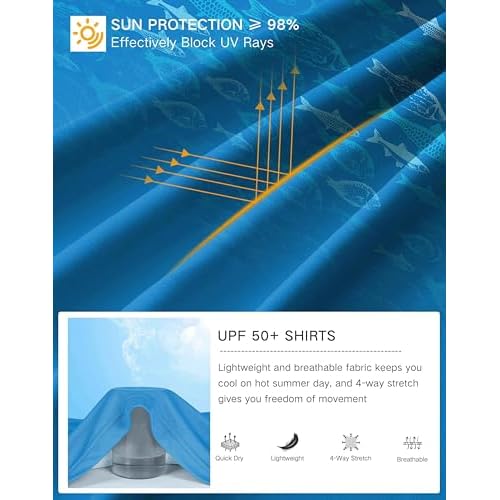 Pudolla Men's Sun Protection Hoodie Shirts UPF 50+ Rash Guard SPF Long Sleeve Fishing Shirt for Men Swim Hiking Boating