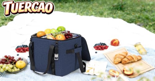 Insulated Cooler Bag 9x9x9/10x10x10/12x12x12/14x14x14 with Detachable Strap - Dark Blue, 12 Qt
