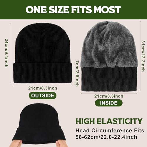 Jeyiour 3 Pcs Waterproof Beanie Fleece Lined Thermal Winter Hat Waterproof Windproof Knit Cap for Men Women Hiking Skiing