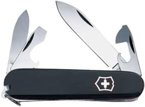 Victorinox Recruit Swiss Army Knife, 10 Functions, Swiss Made Pocket Knife with Can Opener, Screwdriver and Small Blade - Black