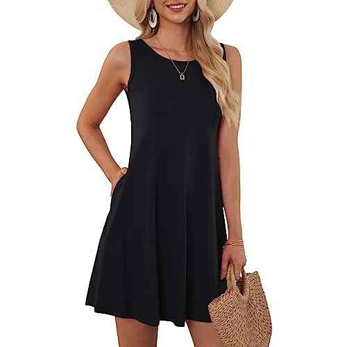 AUSELILY Womens Summer Dresses 2025 Casual Sleeveless Boho Floral Sundresses Beach Swimsuit Coverup with Pockets
