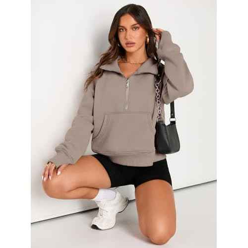 AUTOMET Womens Sweatshirts Half Zip Cropped Pullover Fleece Quarter Zipper Hoodies 2025 Fall Fashion Outfits Clothes