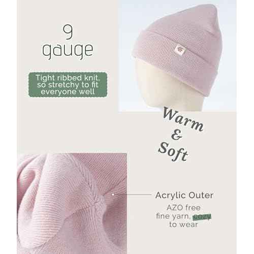 Beanie for Women Men Satin Lined Winter Hat Slouchy Beanie with Silk Lining for Hair Warm Knit Ski Hat Unisex