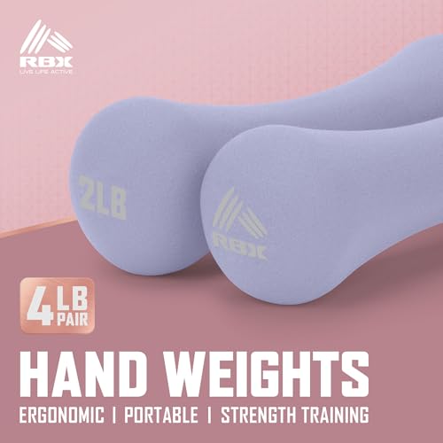 Purple 4LB Neoprene Hand Weights for Home Workouts - RBX