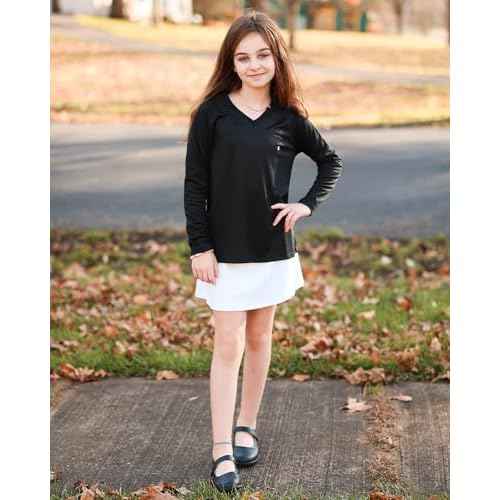 Stelle Youth Girls Athletic Performance Long Sleeve Shirts V Neck Moisture Wicking Base Layer Undershirt