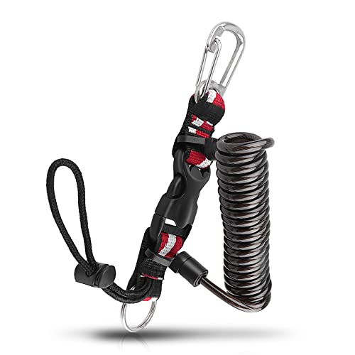 Diving Coiled Lanyard with Quick Release Buckle - Black