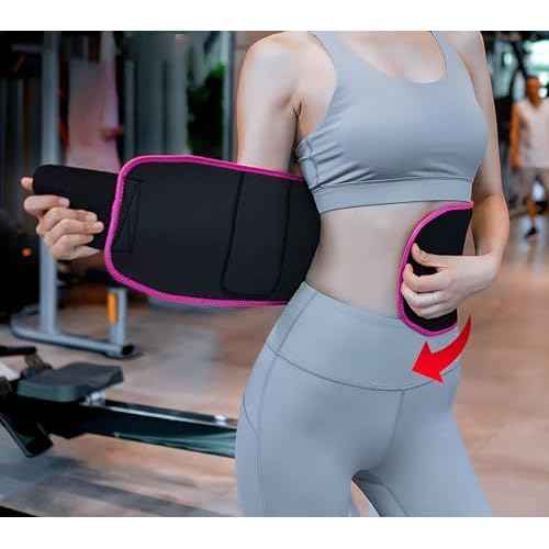 YIKANGHENG Elastic OK Cloth Black and Pink Waist Support Belt with Pocket for Yoga, Running and Sports