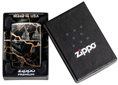 Zippo Fusion Marble Design 540 Tumbled Chrome Pocket Lighter - Chrome / 540 Tumbled Fusion Marble