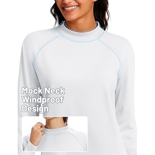 TACVASEN Women's Thermal Shirts Mock Turtle Neck Long Sleeve Undershirt Fleece Warm Athletic Tops Winter Base Layer