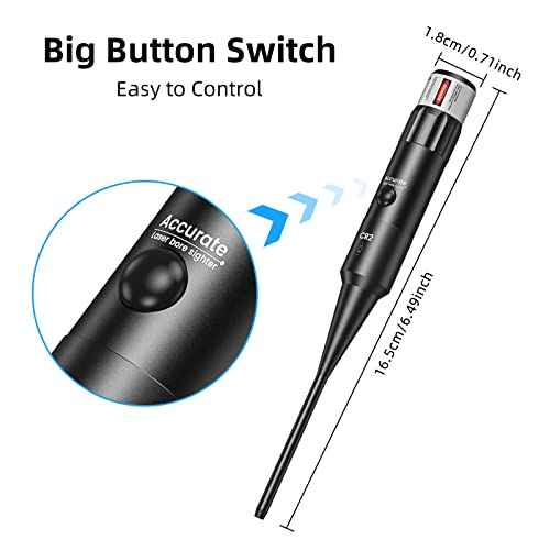 EZshoot Bore Sight Kit Bright Green or Red Dot BoreSighter with Big Button Switch for .17 to 12GA Caliber