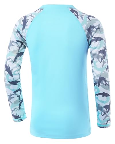 Boys UPF 50+ Long Sleeve Rash Guard UV Sun Protection Swim Shirt Medium Blue