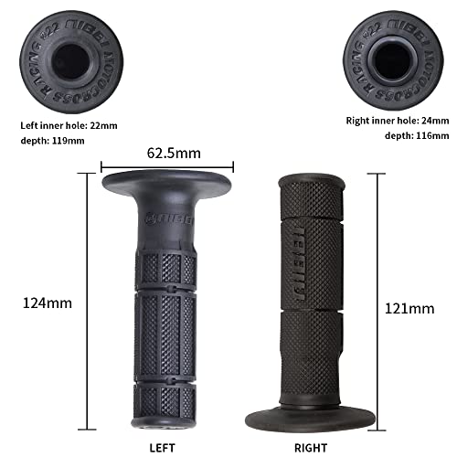 NIBBI Black Motorcycle Handlebar Grips 7/8 Inch Dirt Bike Handlebar Set