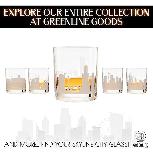 Chicago Whiskey Glasses Set of 2 - Skyline Etched Old Fashioned Tumblers for Chicago Lovers