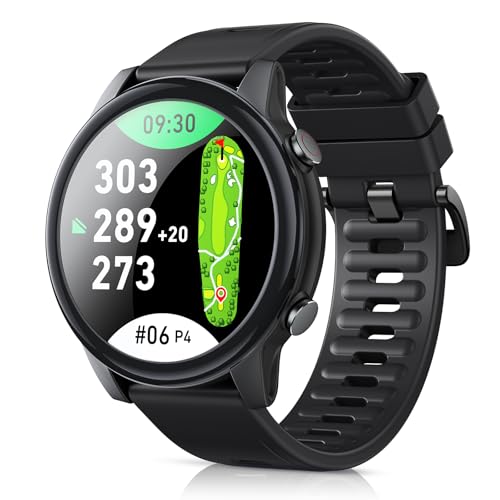SILLAID Black Golf GPS Watch with 1.43" AMOLED Touchscreen, 40,000+ Courses, Slope Mode & Hazard Distances