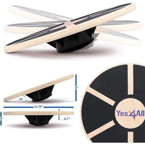 Yes4All Versatile Wooden Wobble Balance Board, Balance Trainer for Mobility Training, Standing Desk, Core Training, Exercise Balance Stability Trainer