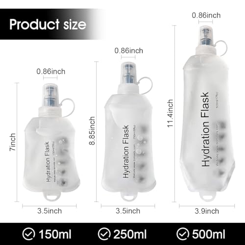 2pcs 500ml Collapsible TPU Soft Water Bottles for Hiking Running Cycling