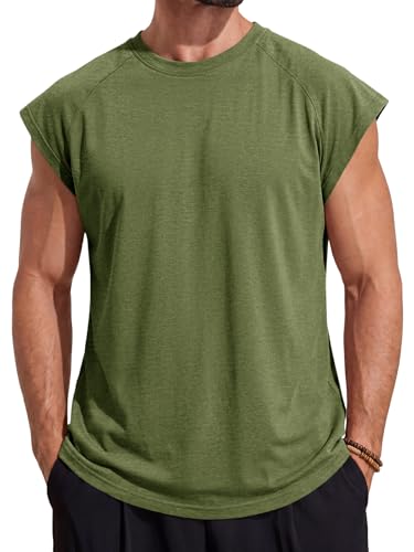 Men's Army Green XL Cap Sleeve Tank Top - Runcati Activewear