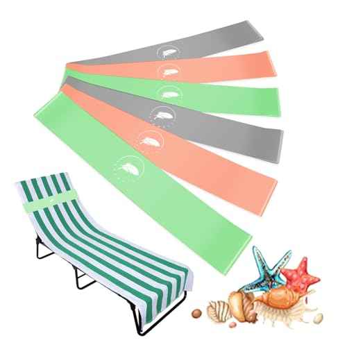 Towel Bands (6 Pack) - Stretch Beach Towel Clips for Beach Cruise Pool Chairs, Lounge Towel Holder Elastic, Cruise Ship Essentials (Green & Orange & Gray)