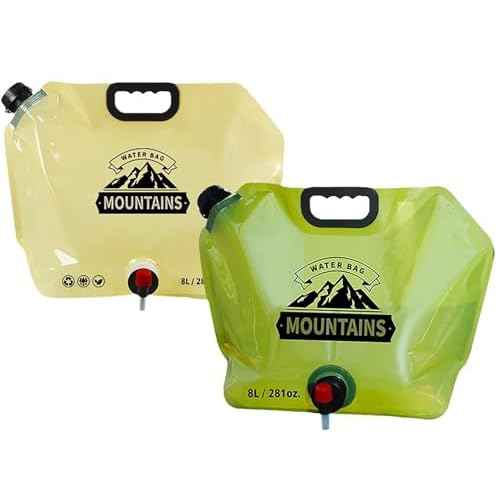 Outdoor Water Bag with Faucet, 2 Pcs Random Color 8 L(281 oz) Thick PE Folding Camping Water Bag for Outdoors
