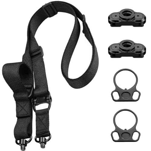 2 Pack Adjustable Two Point Sling for Rifles, Tactical Swivels Black