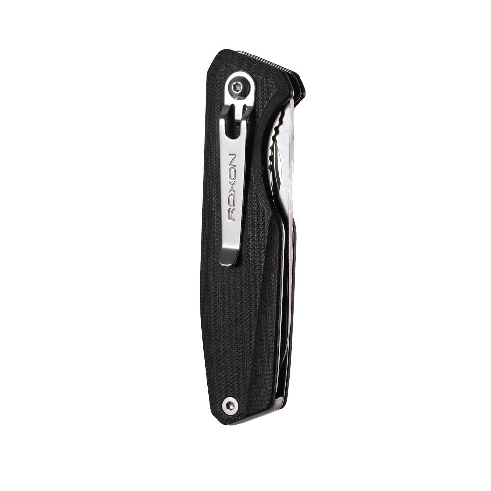 Roxon S502U Upgraded Phantasy Folding Pocket Knife, G10 handle Survival Gear Pocket Tool EDC Knife Replaceable Knife Blade with Pocket Clip for Camping Hiking