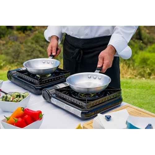 Sterno Portable Butane Stove - 9K/10K BTU Single Burner Stove, Outdoor & Indoor Use Butane Gas Burner with Carrying Case - Camping Cooktop for Tailgating, Outdoor Cooking, Catering, & Action Stations