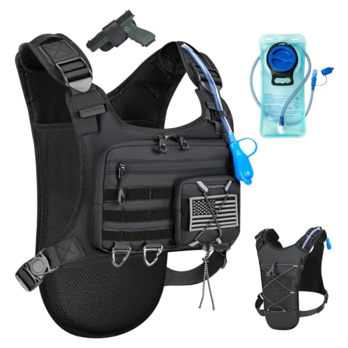 Hydration Vest with 2L Water Bladder for Men and Women - Black, Lightweight, Adjustable Hydration Backpack for Hiking Cycling & Climbing