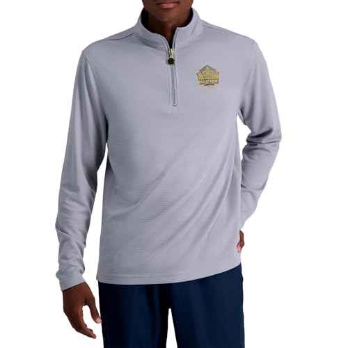 Haggar Pro Football Hall of Fame Mock Neck Ribbed Quarter Zip Pullover