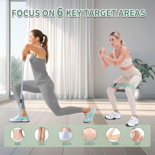 Resistance Bands Set for Workout - Blue & Green Fabric Loop Bands, 9 pcs
