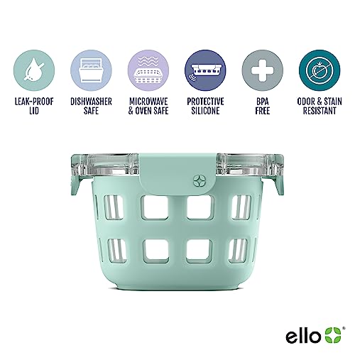 Ello DuraGlass Food Storage Container - 2 Cup with Silicone Sleeve - Yucca Variation