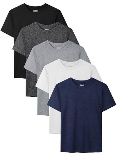 Youth Athletic Dry Fit Boys T-Shirts Pack - Short Sleeve Sports Tops