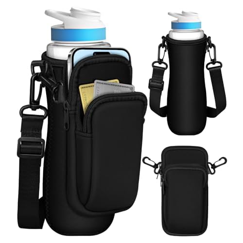 Water Bottle Sleeve with Pouch for Cirkul 22 oz - Crossbody Shoulder Strap Detachable Phone Purse with Bottles Cover Holder Carrier Bag