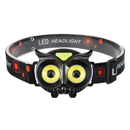 LED Headlamp, Owl Headlight for Kids Leightweight, COB Head Lamp, 4 Modes Battery Powered Head Lights for Boys, Girls, Adults, Gifts for Birthday, Party, Christmas