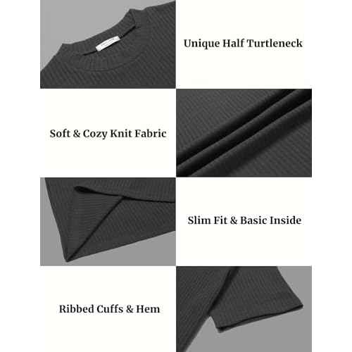 Ekouaer Mens Mock Turtleneck Short Sleeve Knit T Shirts Slim Fit Basic Thermal Tops Lightweight Tee S-XXXL