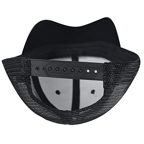 Bigfoot Leather Trucker Hat - Embroidered Adjustable Mesh Cap Black One Size