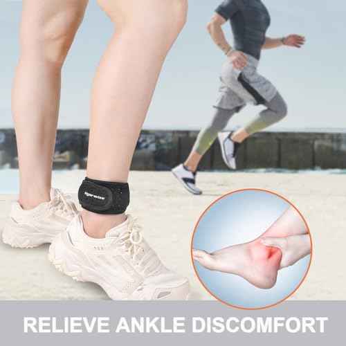 Achilles Tendonitis Brace, 1Pcs Adjustable Achilles Ankle Strap for Men, Gray Ankle Brace with Silicone Pad for Achilles Pain, Running, Cycling, Hiking, Sports