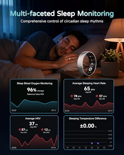 Smart Ring for Women Men - Gen 4 SR06 Carbon Black with 24-Hour Sleep & Health Tracking