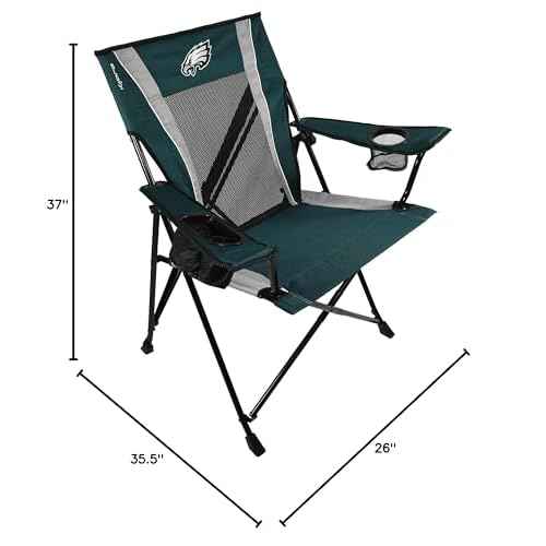 Kijaro Sports Fan Folding Chair, 26" L x 35.5" W x 37" H, Philadelphia Eagles