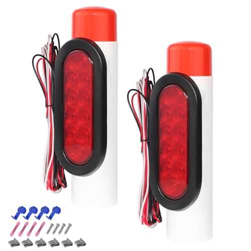 2pcs Waterproof Boat Trailer Guide Pole Lights 12V Red LED Turn Signal Brake
