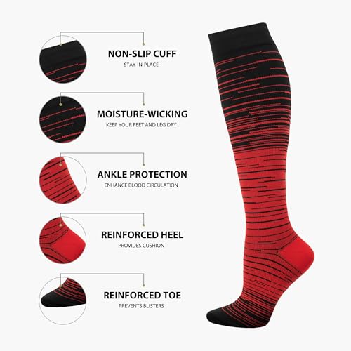 Hello Momoya Compression Socks for Men and Women - Knee High, Circulation, 8 Pairs Large-X-Large Multicolor
