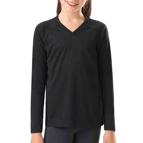 Stelle Youth Girls Athletic Performance Long Sleeve Shirts V Neck Moisture Wicking Base Layer Undershirt