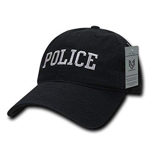 Police Relaxed Cotton Baseball Cap - Black Embroidered Hat