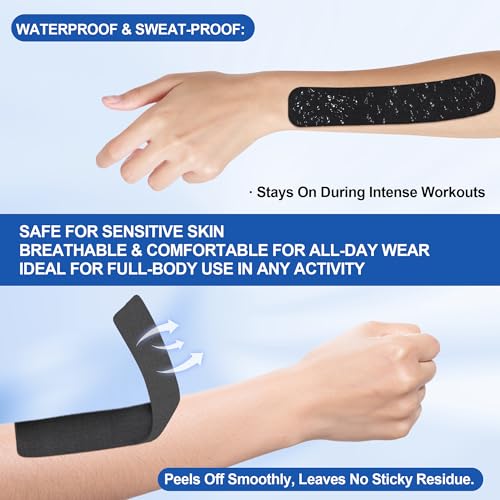 Latex-Free Kinesiology Tape Precut 140 Strips for Muscle Support, Waterproof